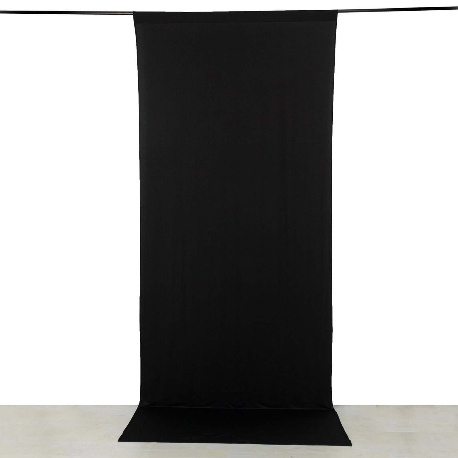Black 4 - Way Stretch Spandex Event Curtain Drapes, Wrinkle Free Backdrop Event Panel with Rod Pockets - 5ftx12ft - Bell Racket Store