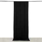 Black 4 - Way Stretch Spandex Event Curtain Drapes, Wrinkle Free Backdrop Event Panel with Rod Pockets - 5ftx12ft - Bell Racket Store