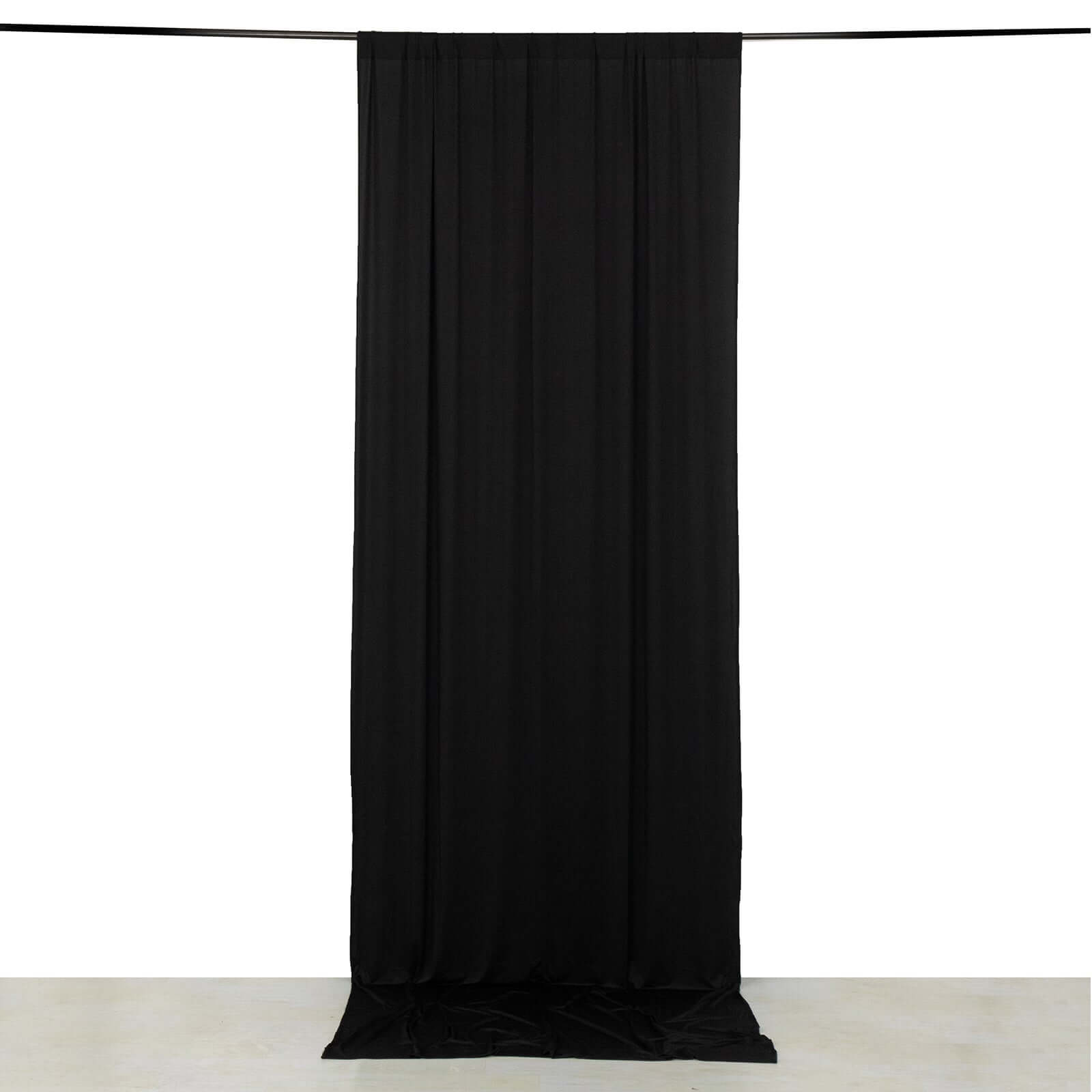 Black 4 - Way Stretch Spandex Event Curtain Drapes, Wrinkle Free Backdrop Event Panel with Rod Pockets - 5ftx12ft - Bell Racket Store