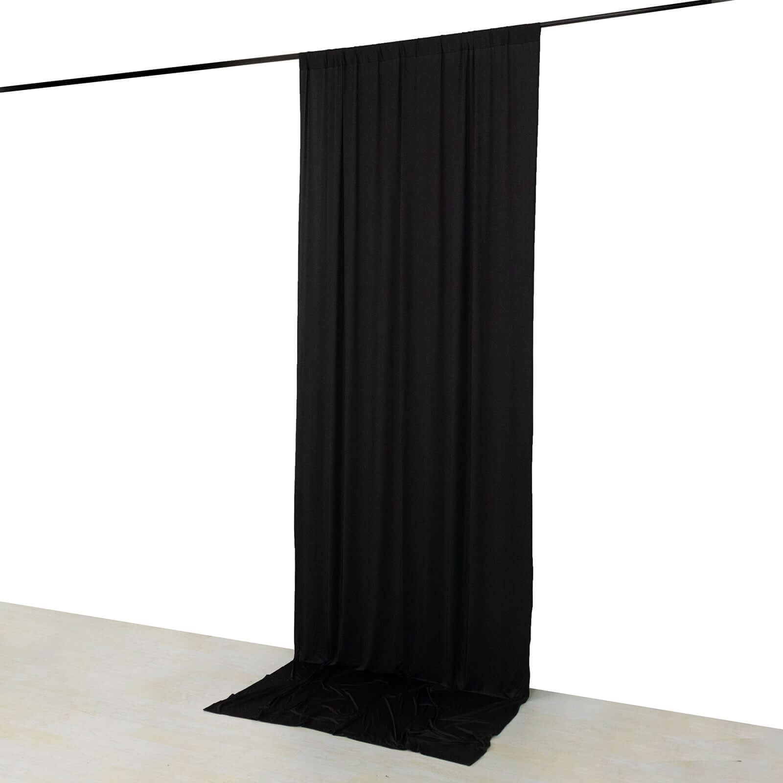 Black 4 - Way Stretch Spandex Event Curtain Drapes, Wrinkle Free Backdrop Event Panel with Rod Pockets - 5ftx12ft - Bell Racket Store