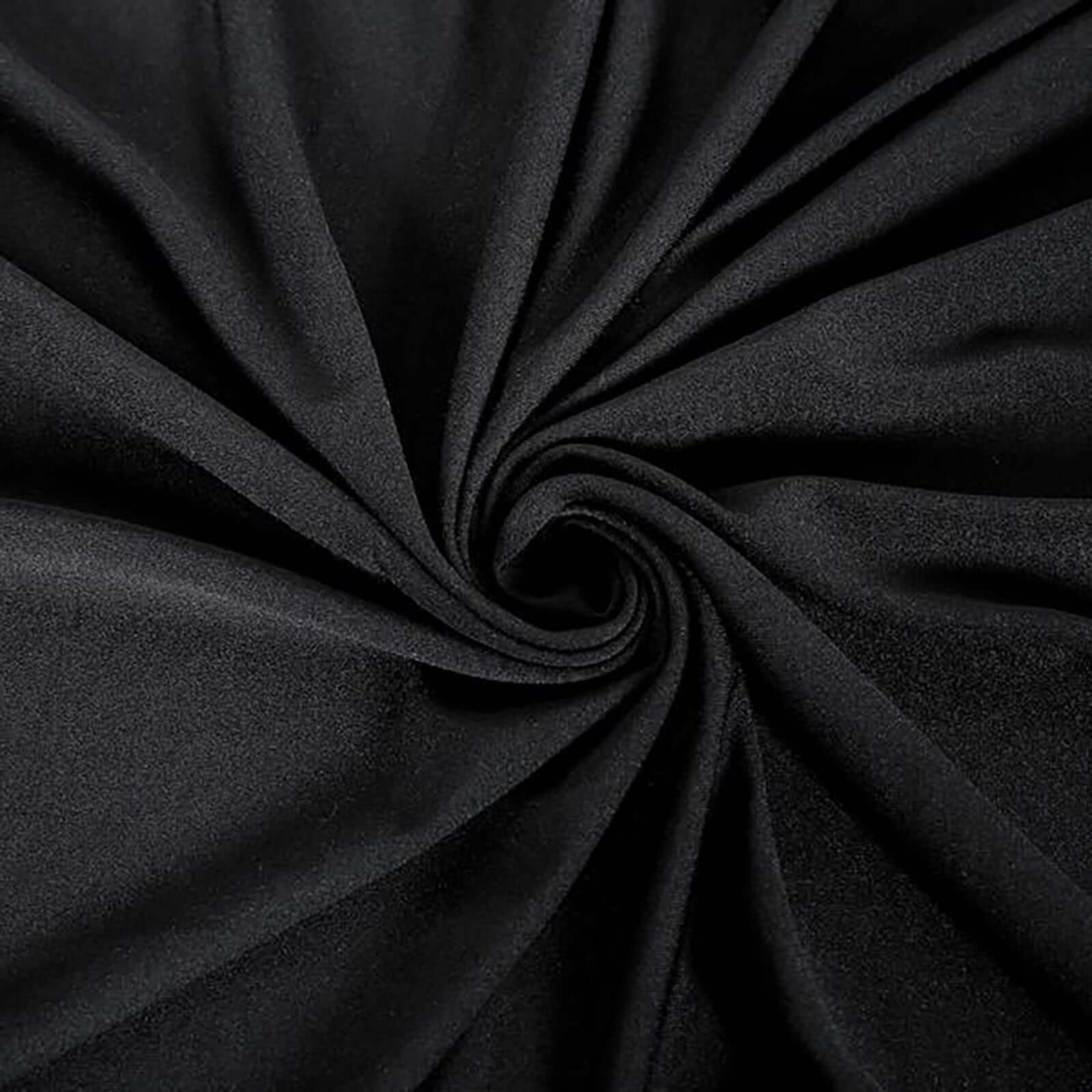 Black 4 - Way Stretch Spandex Event Curtain Drapes, Wrinkle Free Backdrop Event Panel with Rod Pockets - 5ftx12ft - Bell Racket Store