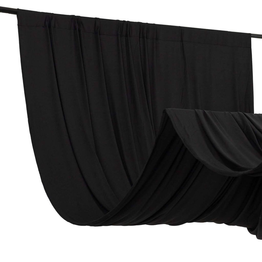 Black 4 - Way Stretch Spandex Event Curtain Drapes, Wrinkle Free Backdrop Event Panel with Rod Pockets - 5ftx14ft - Bell Racket Store