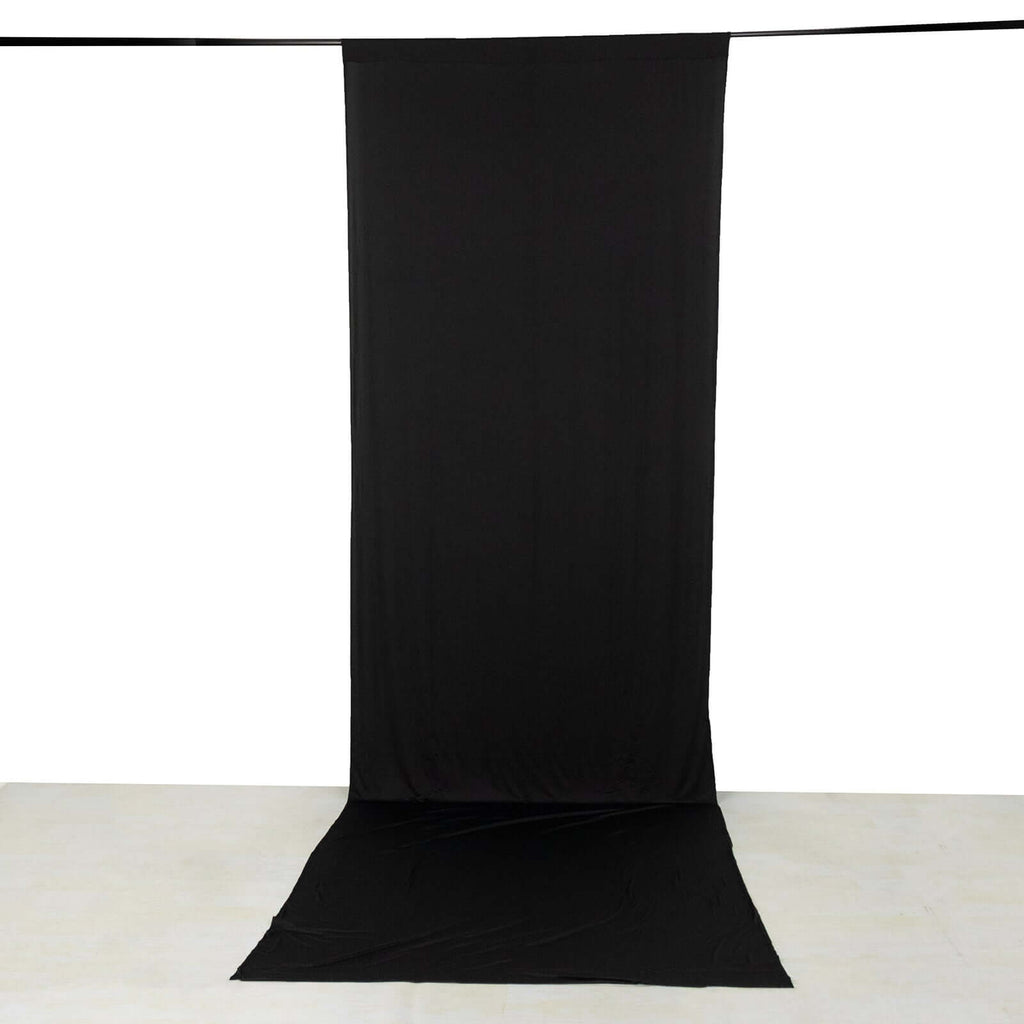 Black 4 - Way Stretch Spandex Event Curtain Drapes, Wrinkle Free Backdrop Event Panel with Rod Pockets - 5ftx16ft - Bell Racket Store