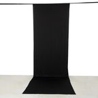 Black 4 - Way Stretch Spandex Event Curtain Drapes, Wrinkle Free Backdrop Event Panel with Rod Pockets - 5ftx16ft - Bell Racket Store