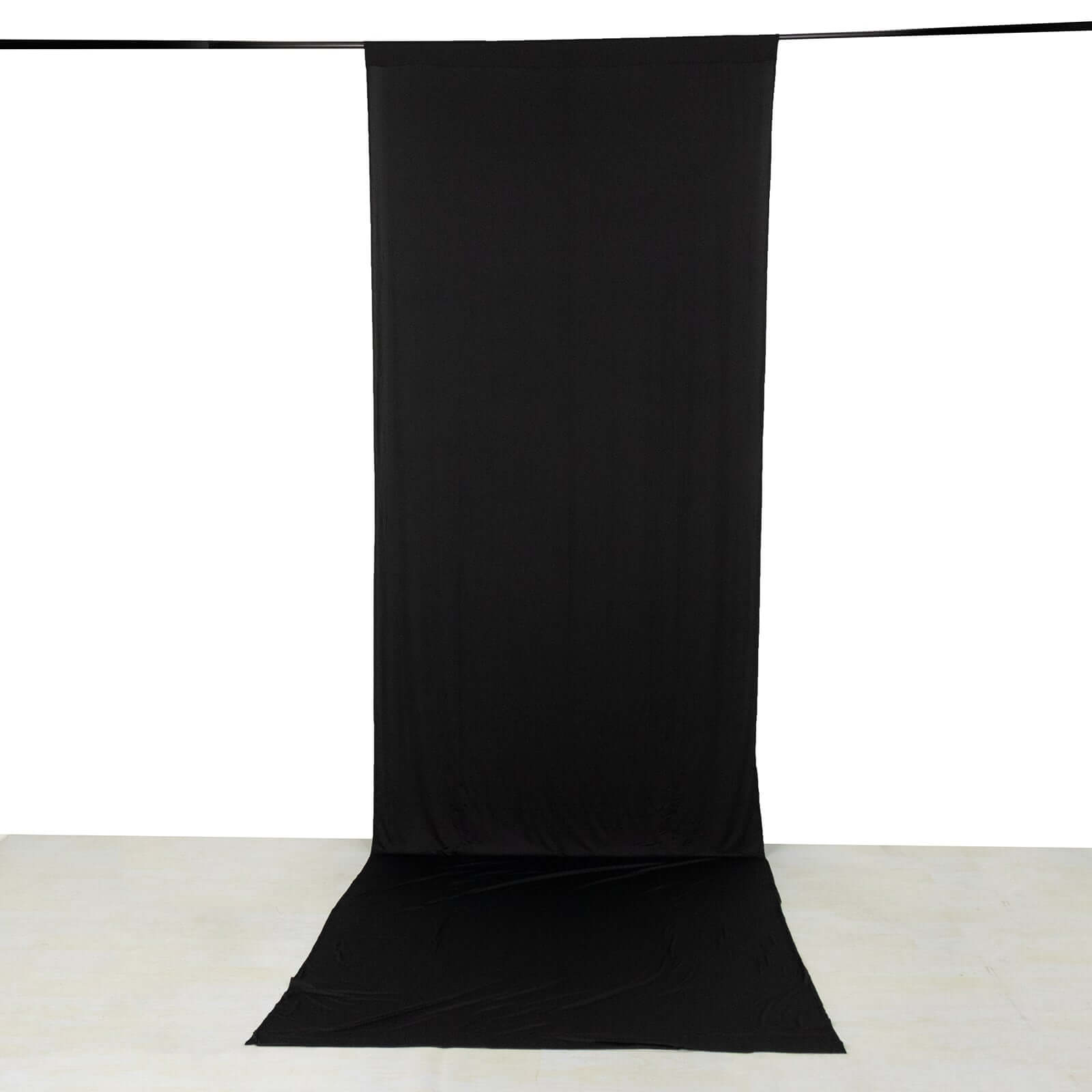 Black 4 - Way Stretch Spandex Event Curtain Drapes, Wrinkle Free Backdrop Event Panel with Rod Pockets - 5ftx16ft - Bell Racket Store