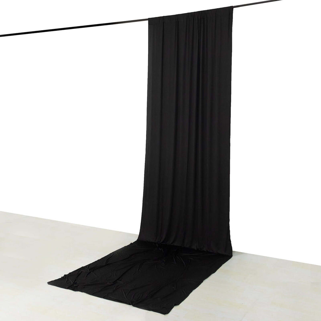 Black 4 - Way Stretch Spandex Event Curtain Drapes, Wrinkle Free Backdrop Event Panel with Rod Pockets - 5ftx16ft - Bell Racket Store