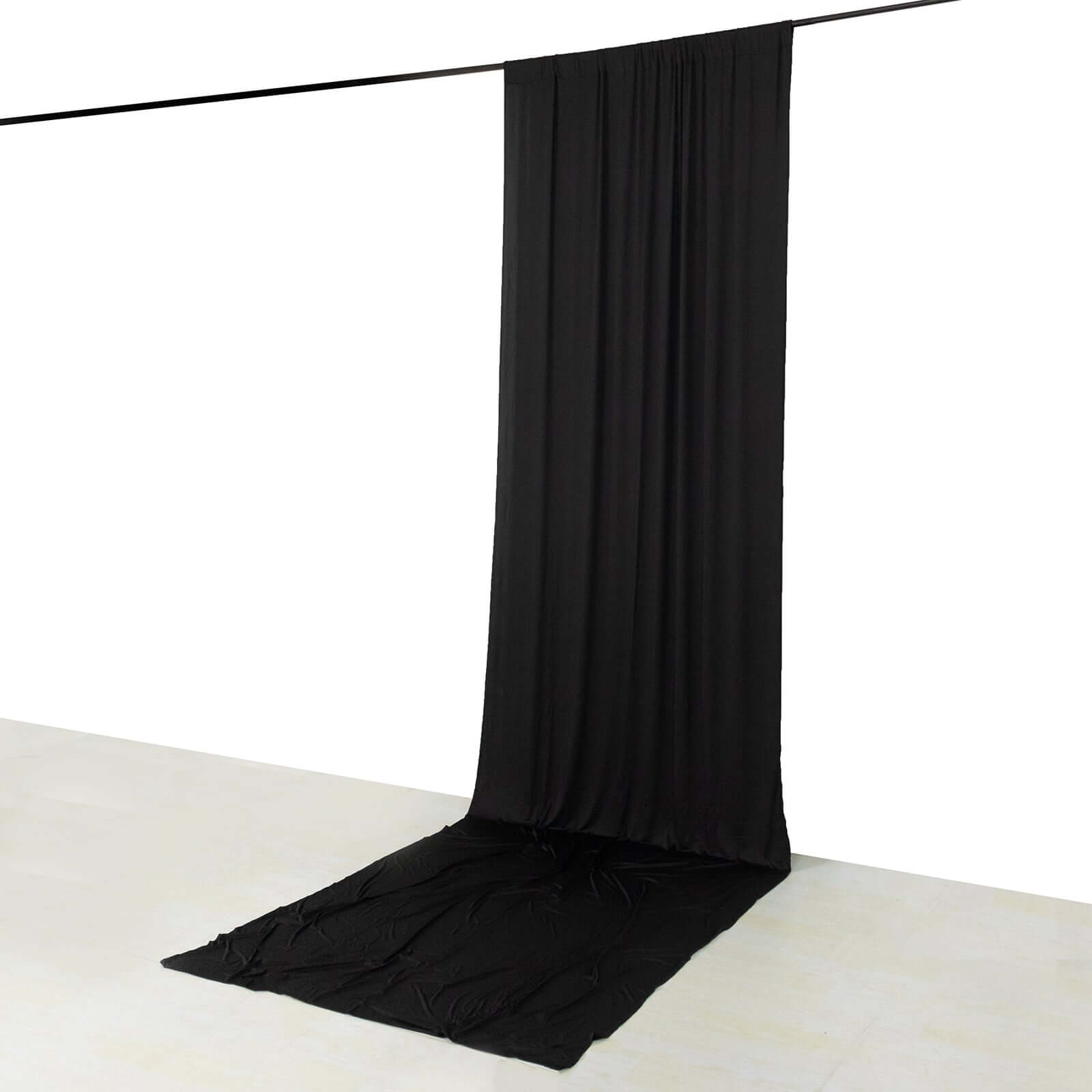 Black 4 - Way Stretch Spandex Event Curtain Drapes, Wrinkle Free Backdrop Event Panel with Rod Pockets - 5ftx16ft - Bell Racket Store