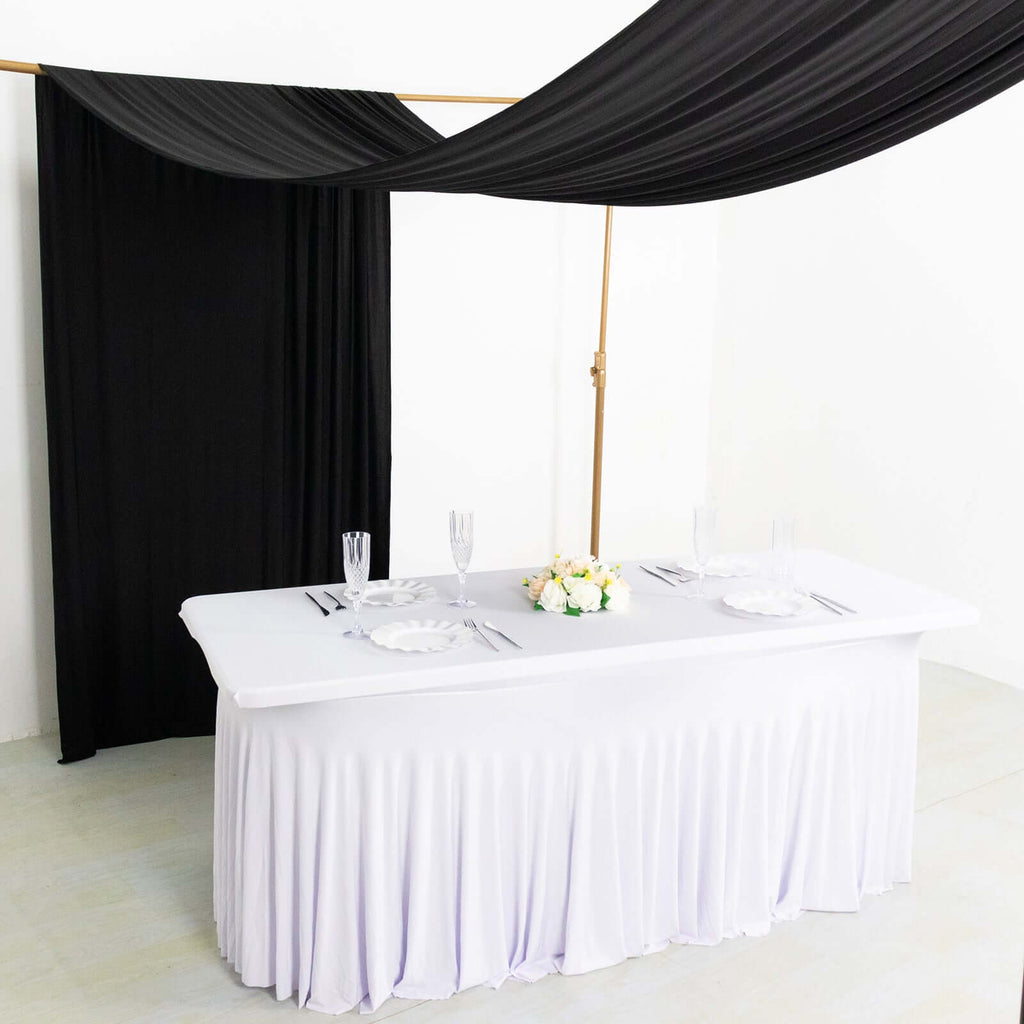 Black 4 - Way Stretch Spandex Event Curtain Drapes, Wrinkle Free Backdrop Event Panel with Rod Pockets - 5ftx18ft - Bell Racket Store
