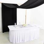 Black 4 - Way Stretch Spandex Event Curtain Drapes, Wrinkle Free Backdrop Event Panel with Rod Pockets - 5ftx18ft - Bell Racket Store
