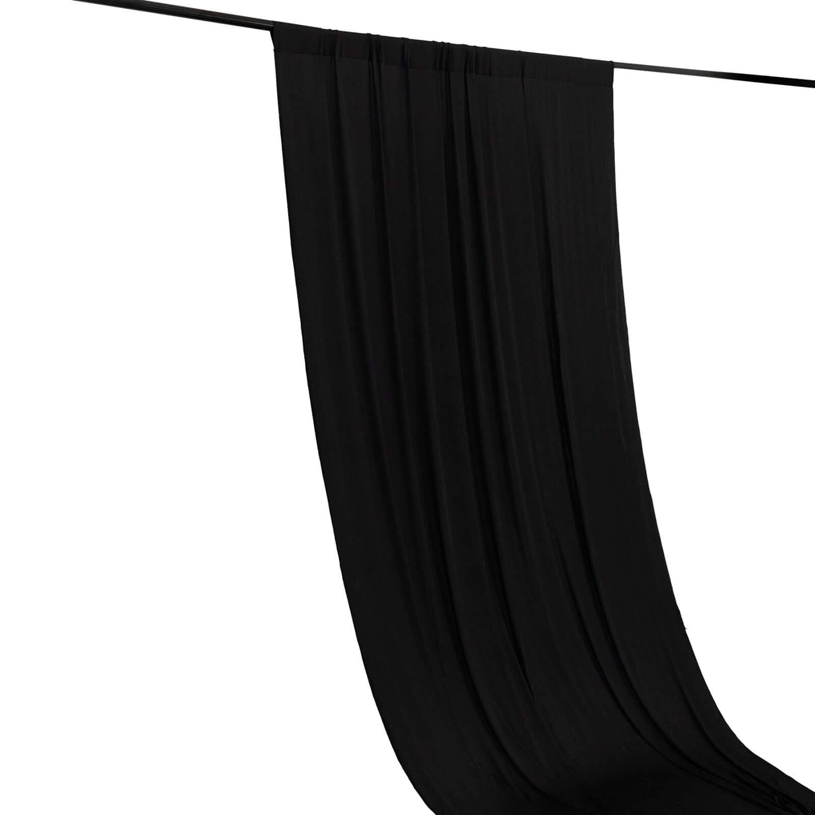 Black 4 - Way Stretch Spandex Event Curtain Drapes, Wrinkle Free Backdrop Event Panel with Rod Pockets - 5ftx18ft - Bell Racket Store