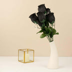 12 Bushes Black Artificial Premium Silk Flower Rose Bud Bouquets
