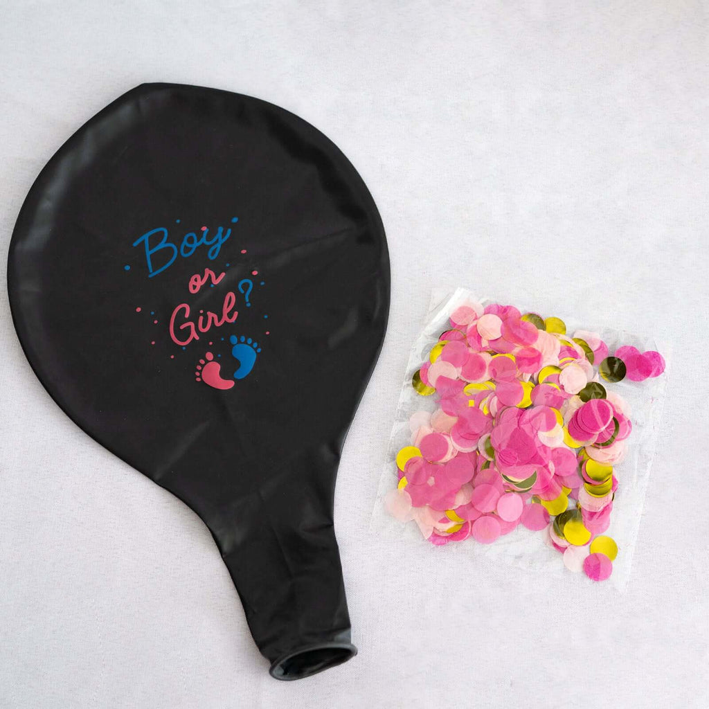24" Gender Reveal Pink Confetti Filled Boy Or Girl Print Latex Balloon