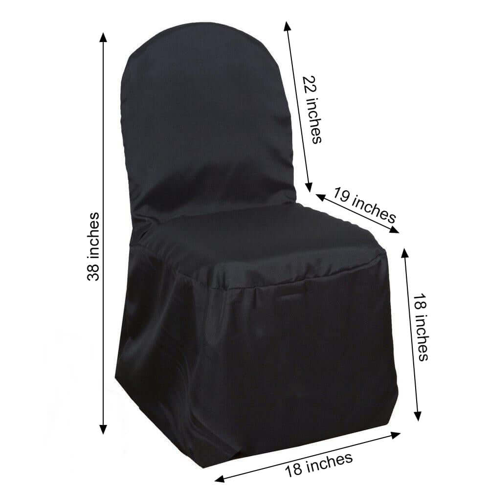 Polyester Slip On Banquet Chair Covers Black - Stain-Resistant Reusable Durable Fabric