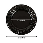 6-Pack Plastic Round Charger Plates 13" in Black with Bejeweled Rim, Luxe Decorative Dinner Party Charger Tableware