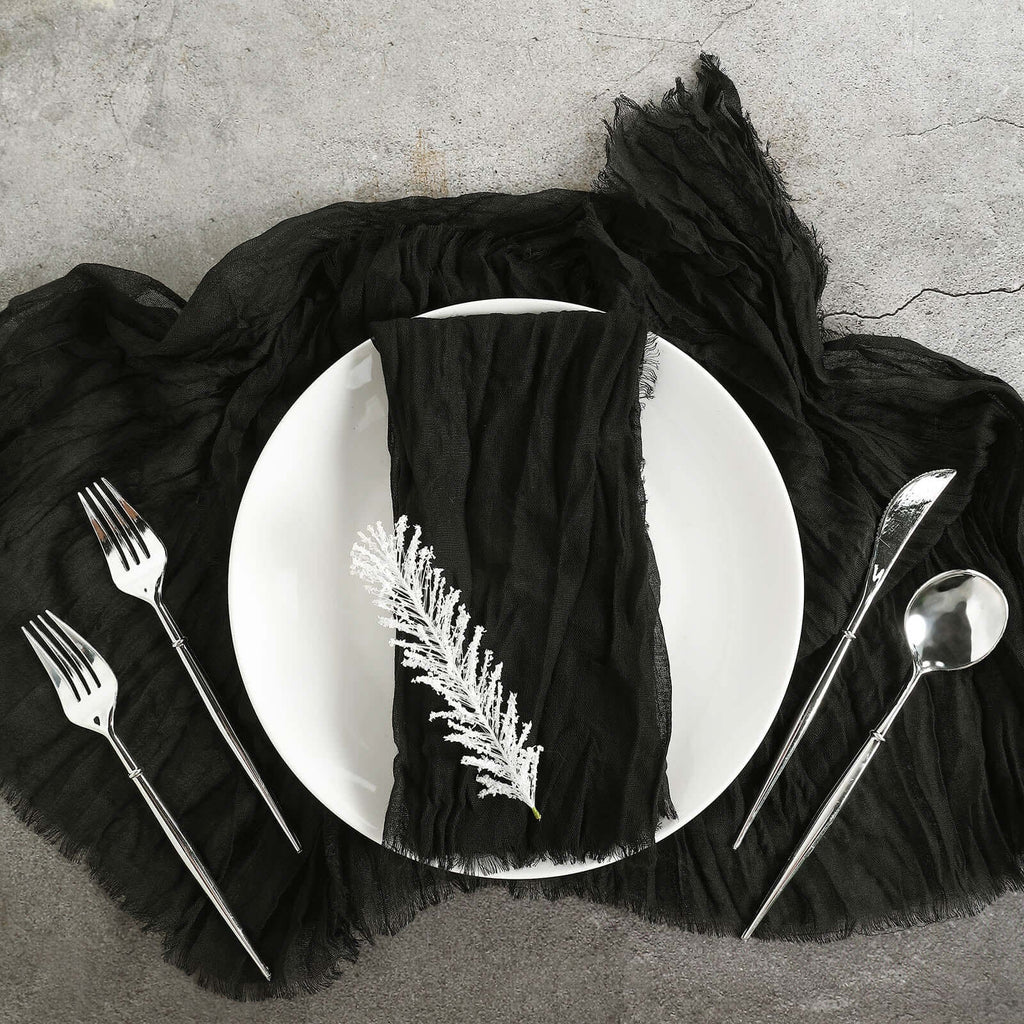 5 Pack Gauze Cheesecloth 24"x19" Napkins Black Reusable Dinner Napkins for Boho Farmhouse Style Events