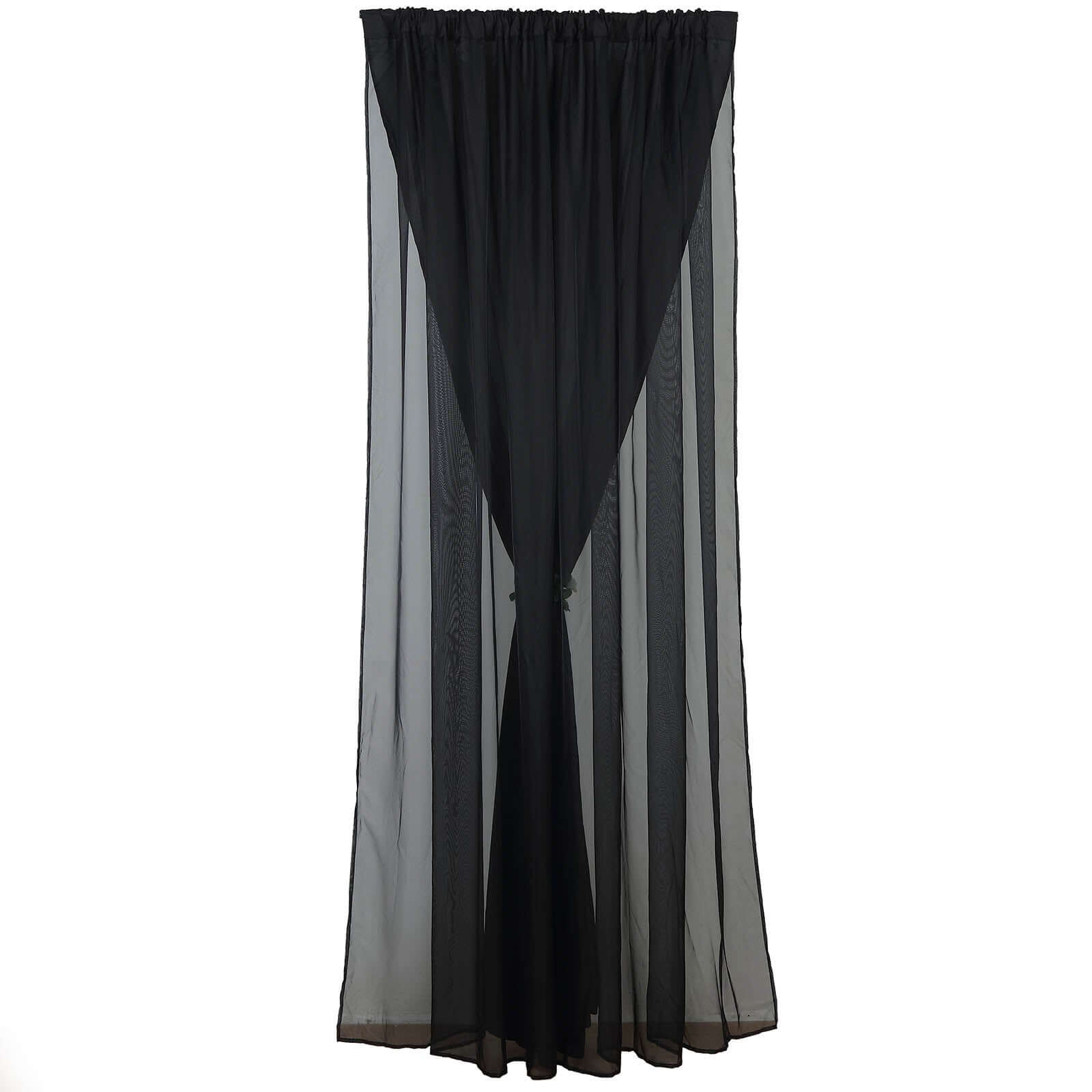 Black Chiffon Polyester Event Curtain Drapes, Dual Layer Divider Backdrop Curtain Panels with Rod Pockets - 10ftx10ft - Bell Racket Store