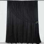 Black Chiffon Polyester Event Curtain Drapes, Dual Layer Divider Backdrop Curtain Panels with Rod Pockets - 10ftx10ft - Bell Racket Store