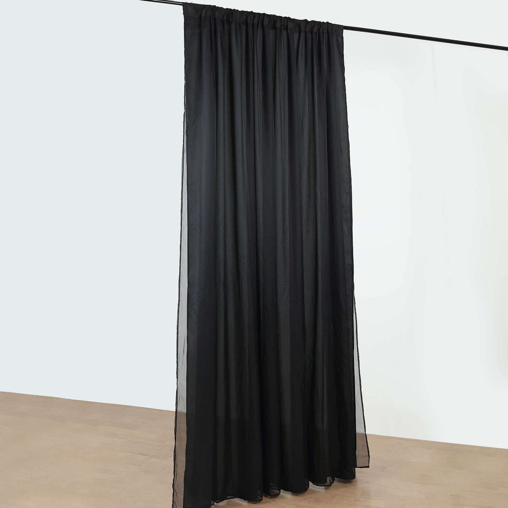 Black Chiffon Polyester Event Curtain Drapes, Dual Layer Divider Backdrop Curtain Panels with Rod Pockets - 10ftx10ft - Bell Racket Store