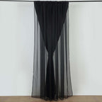Black Chiffon Polyester Event Curtain Drapes, Dual Layer Divider Backdrop Curtain Panels with Rod Pockets - 10ftx10ft - Bell Racket Store