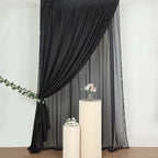 Black Chiffon Polyester Event Curtain Drapes, Dual Layer Divider Backdrop Curtain Panels with Rod Pockets - 10ftx10ft - Bell Racket Store