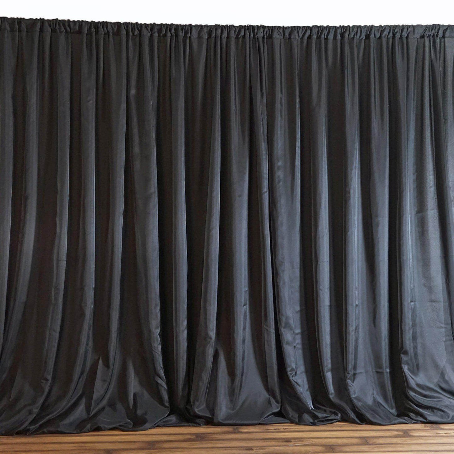 Black Chiffon Polyester Event Curtain Drapes, Dual Layer Divider Backdrop Event Panels with Rod Pockets - 20ftx10ft - NestOCart