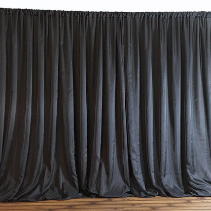 Black Chiffon Polyester Event Curtain Drapes, Dual Layer Divider Backdrop Event Panels with Rod Pockets - 20ftx10ft - NestOCart