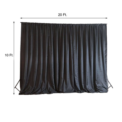 Black Chiffon Polyester Event Curtain Drapes, Dual Layer Divider Backdrop Event Panels with Rod Pockets - 20ftx10ft - NestOCart