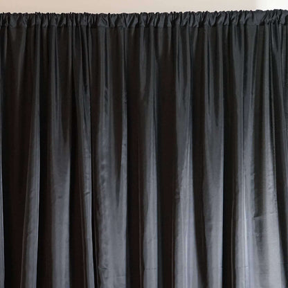 Black Chiffon Polyester Event Curtain Drapes, Dual Layer Divider Backdrop Event Panels with Rod Pockets - 20ftx10ft - NestOCart