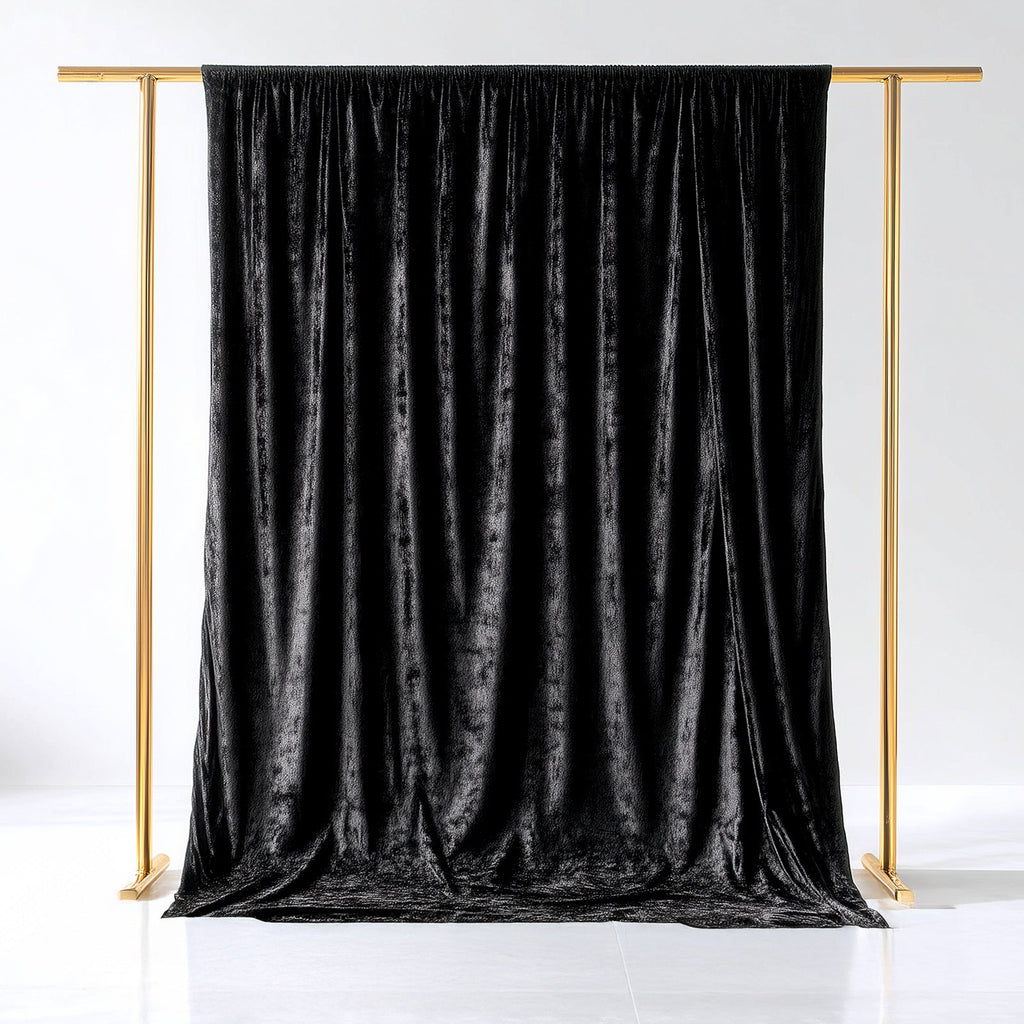 Black Crushed Velvet Backdrop Curtain â€“ 5ft x 10ft Event Drape with Rod Pocket, Privacy Panel for Photo Booths & Events - Bell Racket Store