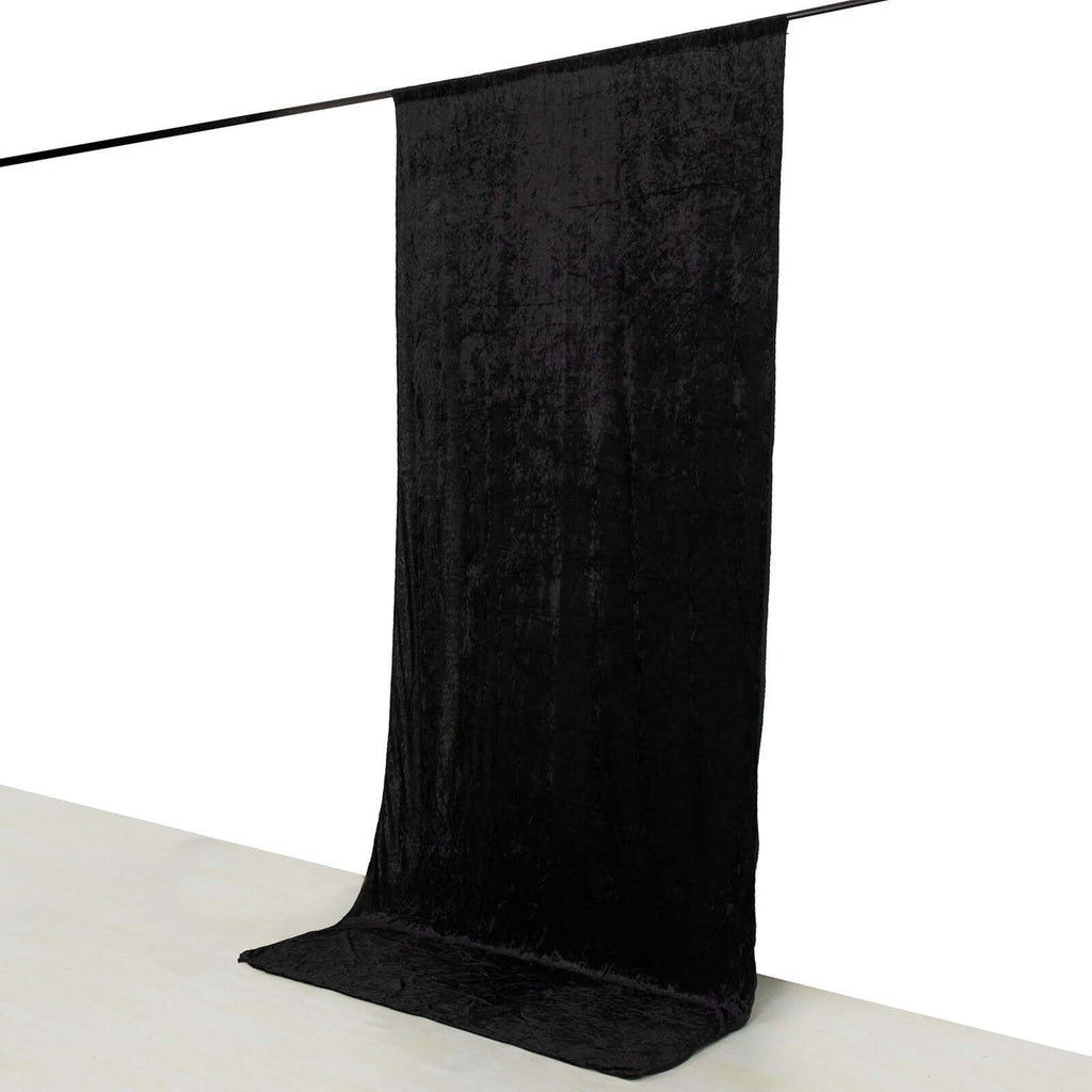 Black Crushed Velvet Backdrop Curtain â€“ 5ft x 12ft Event Drape with Rod Pocket, Privacy Panel for Photo Booths & Events - Bell Racket Store