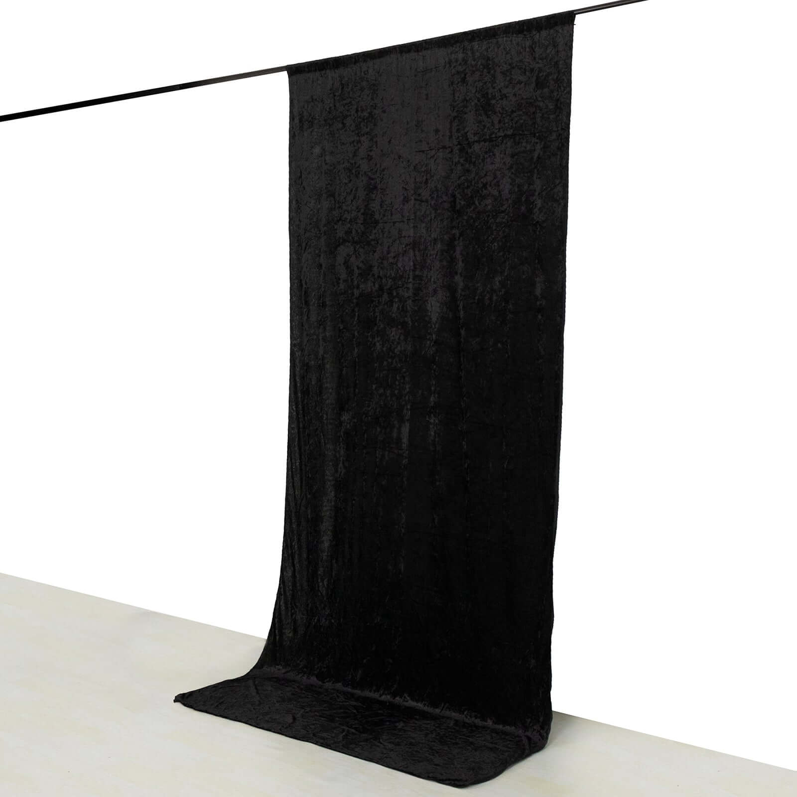 Black Crushed Velvet Backdrop Curtain â€“ 5ft x 12ft Event Drape with Rod Pocket, Privacy Panel for Photo Booths & Events - Bell Racket Store