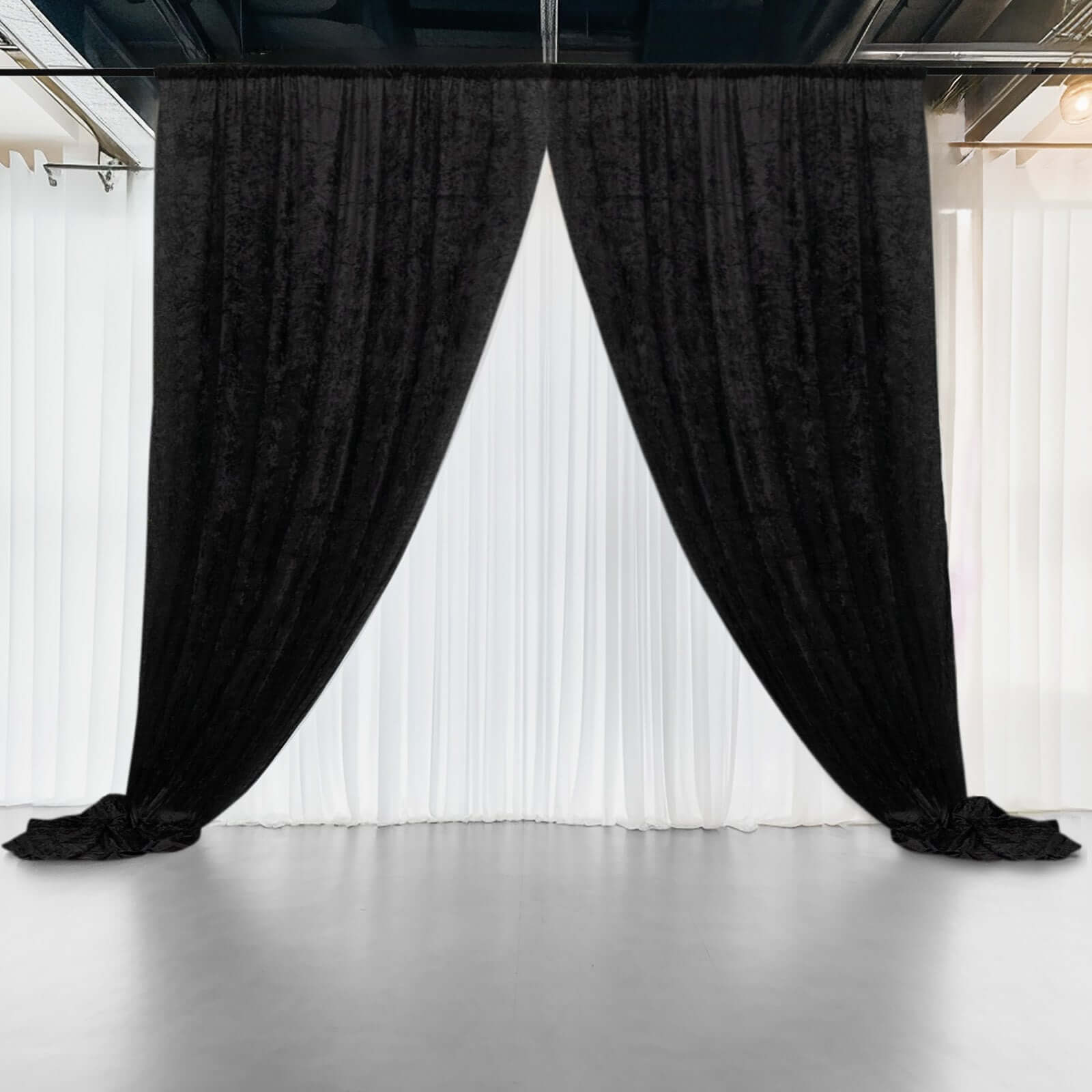 Black Crushed Velvet Backdrop Curtain â€“ 5ft x 12ft Event Drape with Rod Pocket, Privacy Panel for Photo Booths & Events - Bell Racket Store