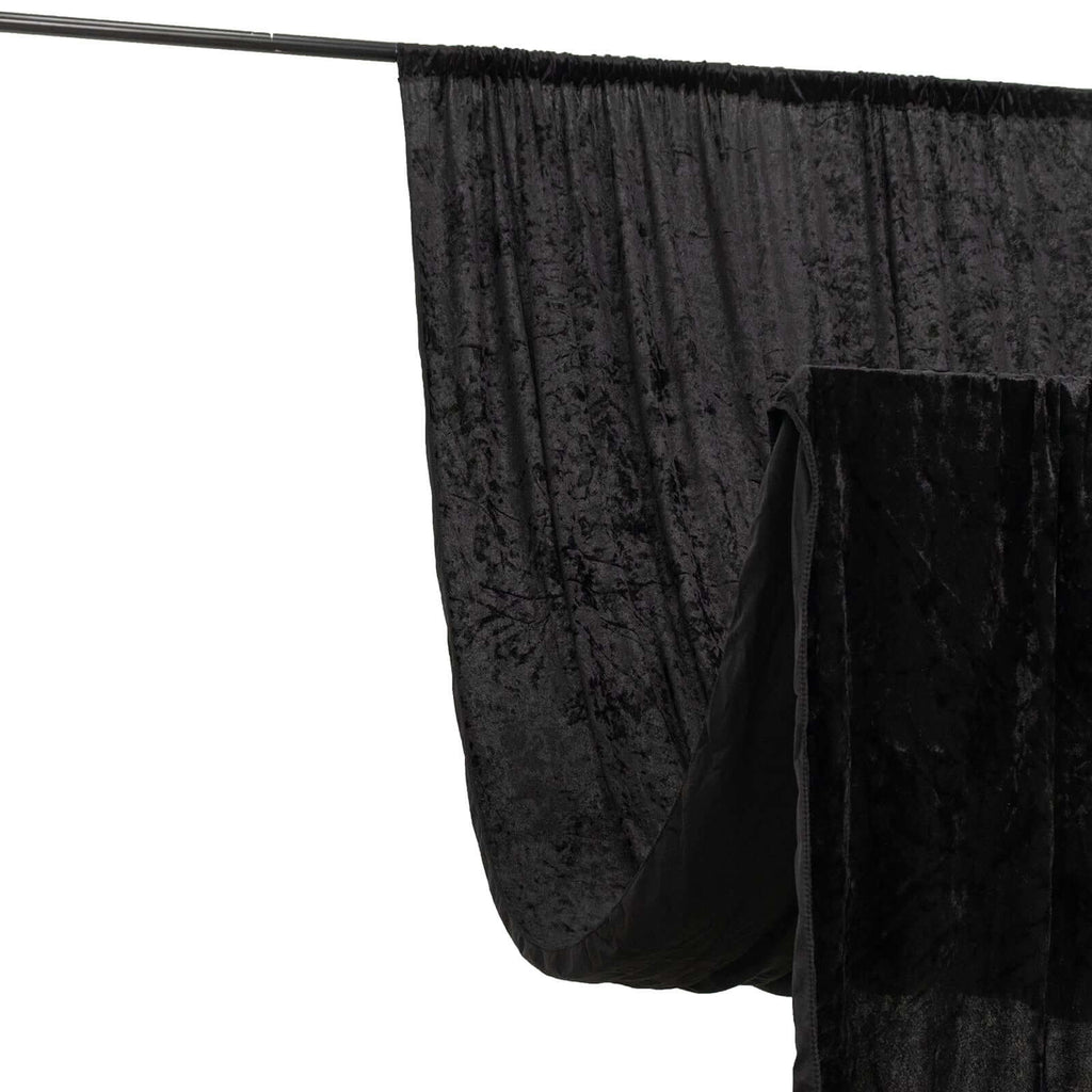Black Crushed Velvet Backdrop Curtain â€“ 5ft x 12ft Event Drape with Rod Pocket, Privacy Panel for Photo Booths & Events - Bell Racket Store
