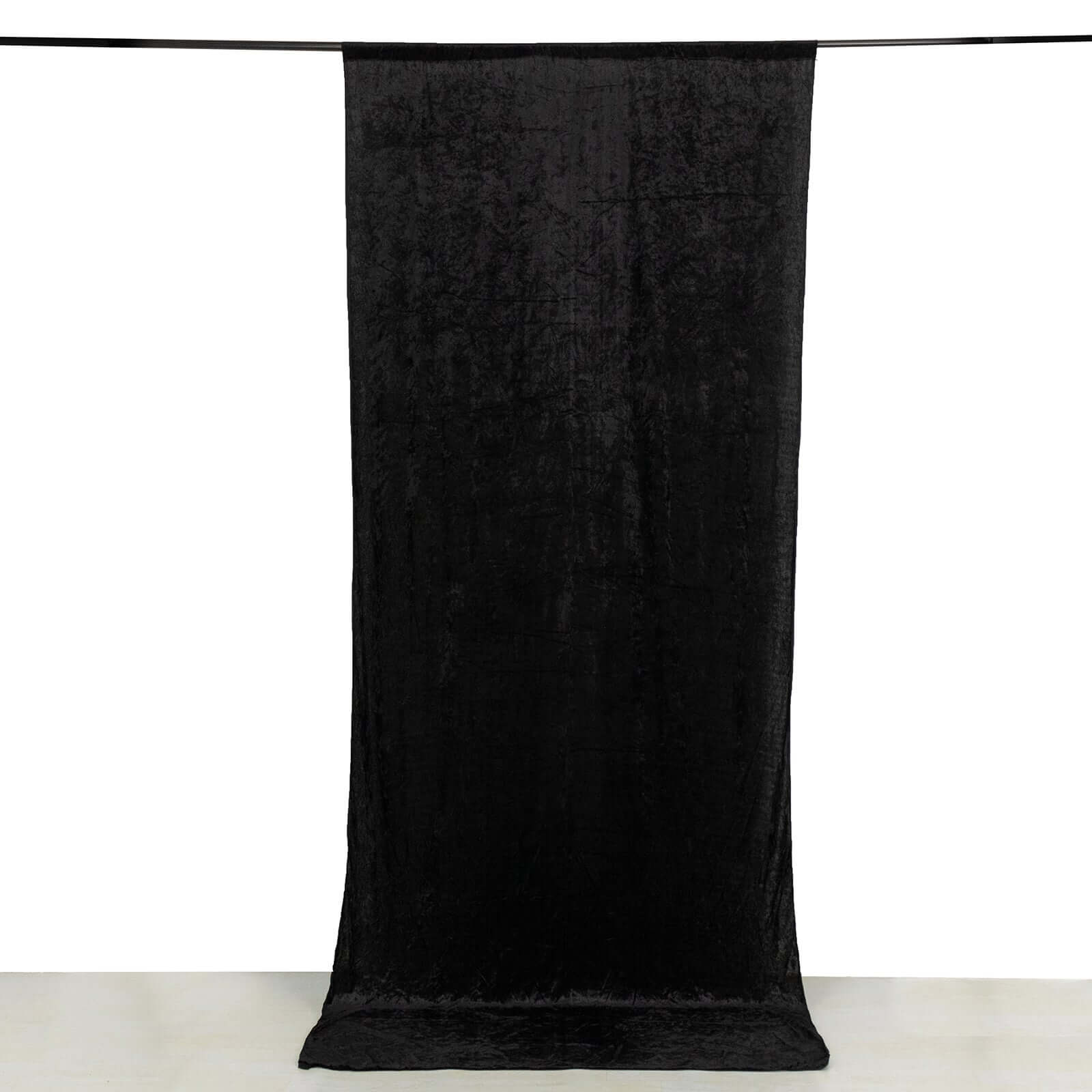 Black Crushed Velvet Backdrop Curtain â€“ 5ft x 12ft Event Drape with Rod Pocket, Privacy Panel for Photo Booths & Events - Bell Racket Store