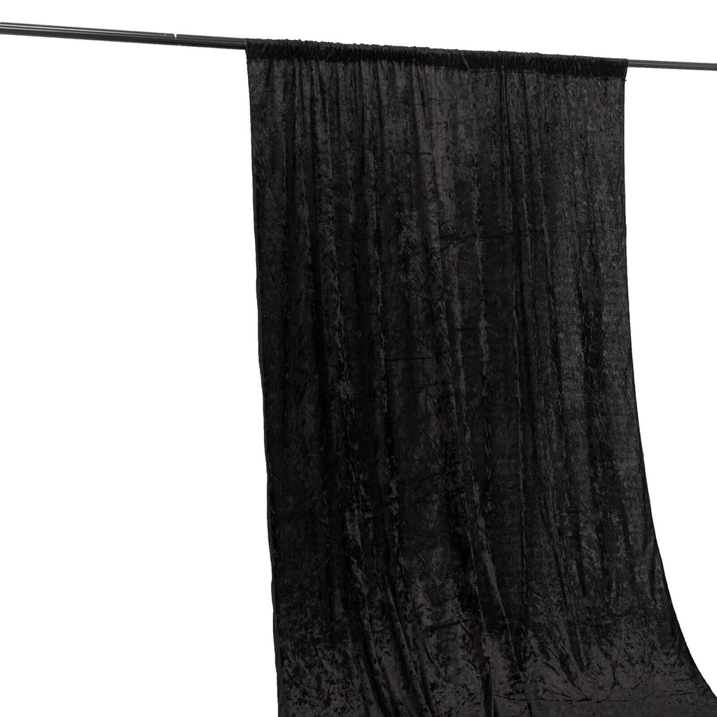 Black Crushed Velvet Backdrop Curtain â€“ 5ft x 12ft Event Drape with Rod Pocket, Privacy Panel for Photo Booths & Events - Bell Racket Store