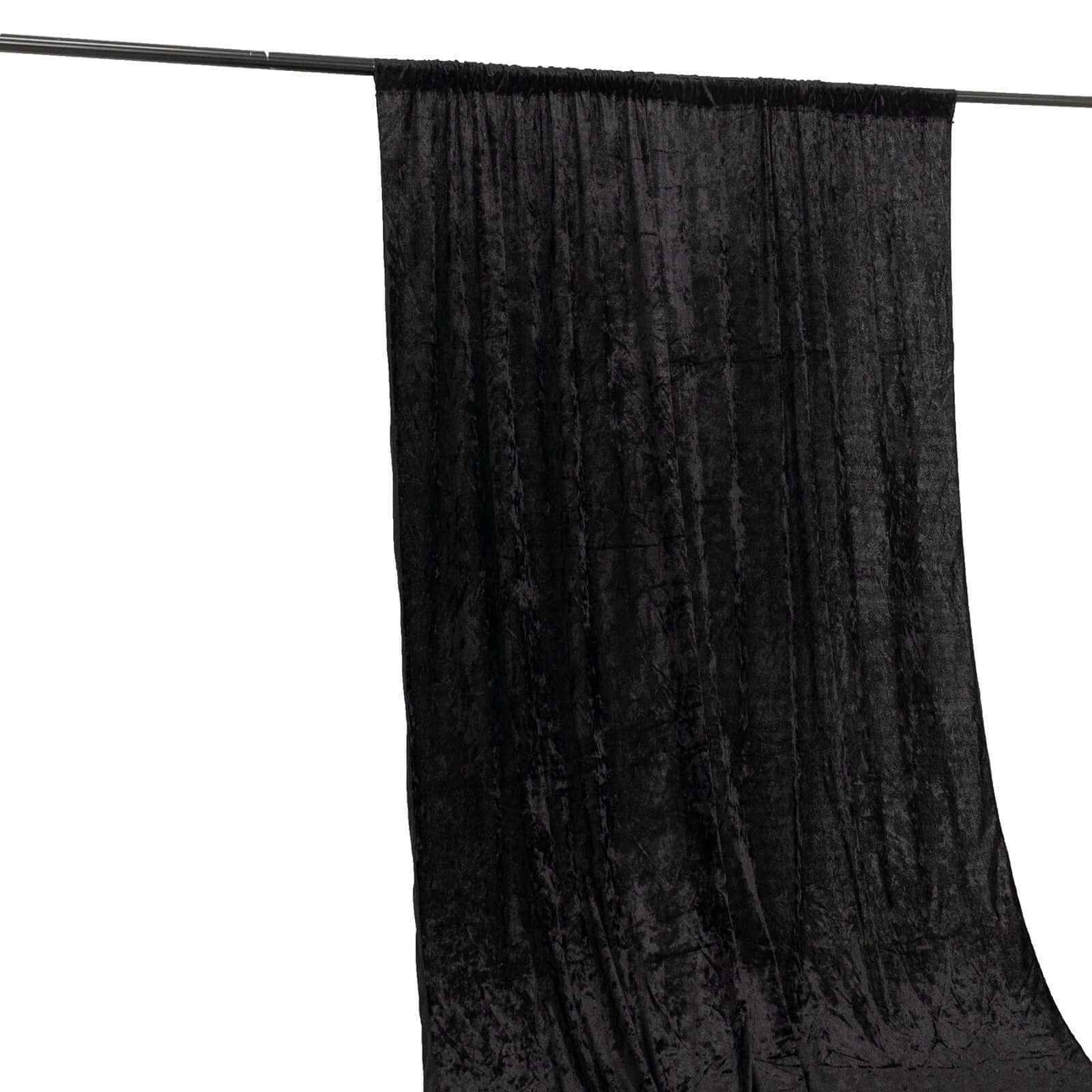 Black Crushed Velvet Backdrop Curtain â€“ 5ft x 12ft Event Drape with Rod Pocket, Privacy Panel for Photo Booths & Events - Bell Racket Store