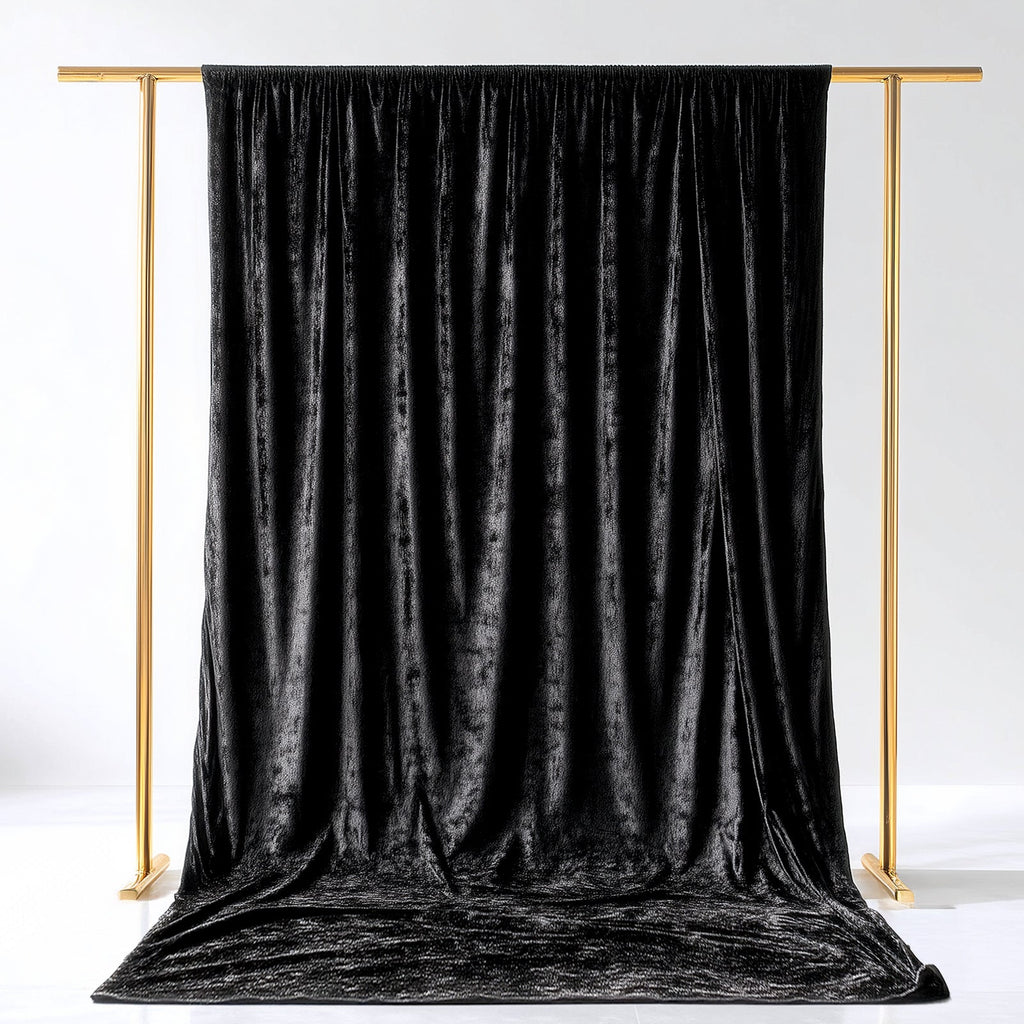 Black Crushed Velvet Backdrop Curtain â€“ 5ft x 14ft Event Drape with Rod Pocket, Privacy Panel for Photo Booths & Events - Bell Racket Store