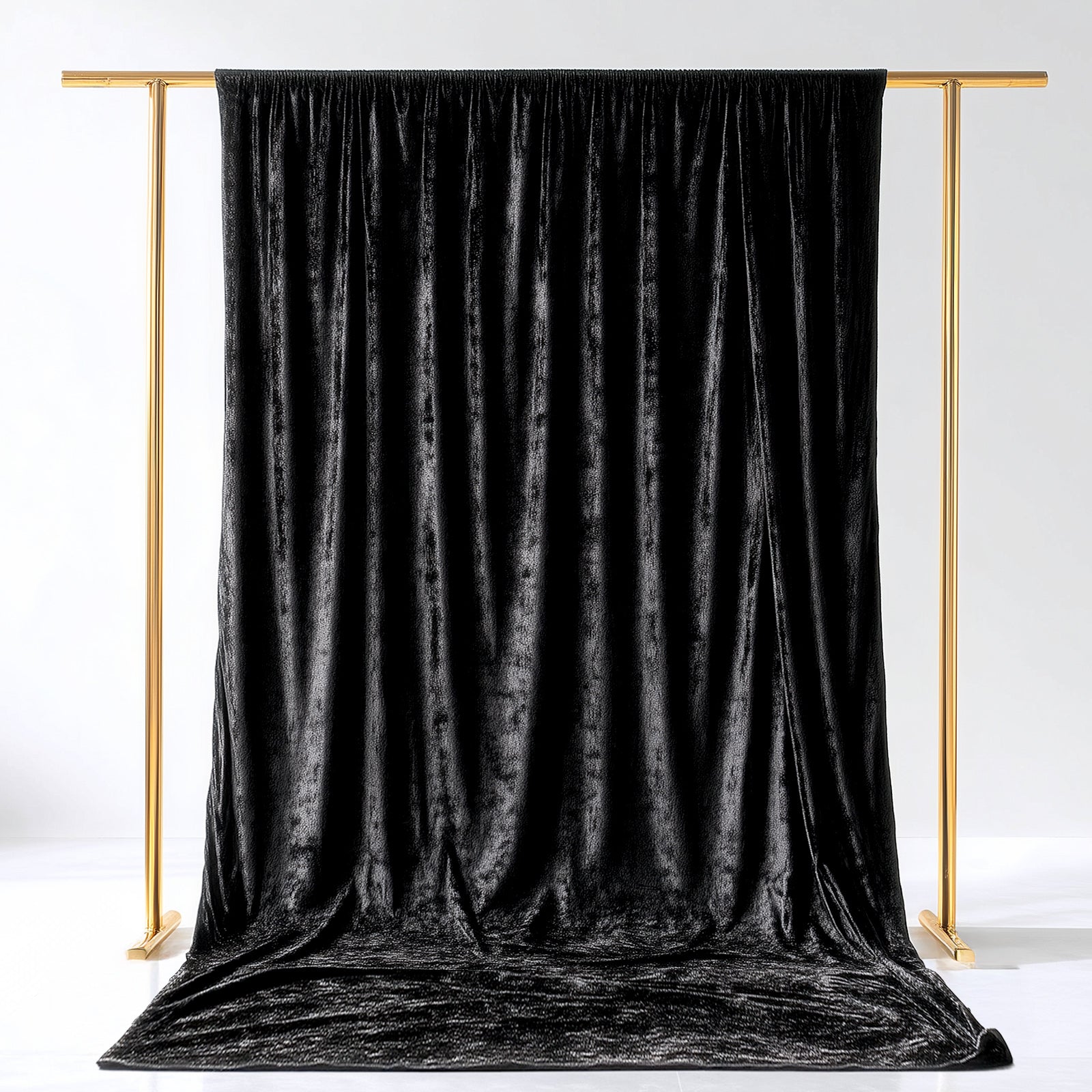 Black Crushed Velvet Backdrop Curtain â€“ 5ft x 14ft Event Drape with Rod Pocket, Privacy Panel for Photo Booths & Events - Bell Racket Store