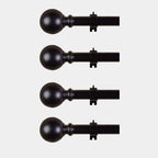 42"-126" Adjustable Curtain Rod Sets, Black, Round Finials