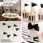 50-Pack Cupcake Topper Picks Black Triangle Flag Design - Food and Cocktail Decorations for Celebrations 3"