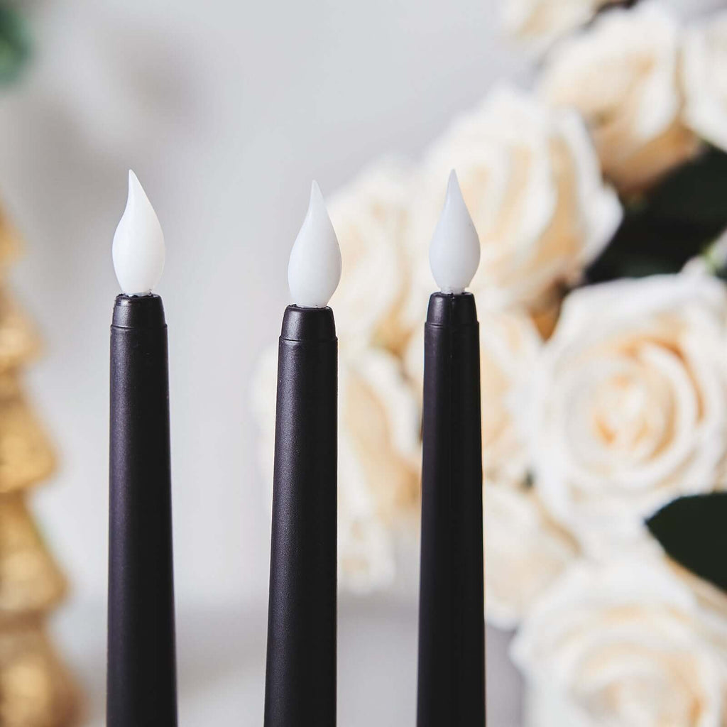 3-Pack LED Decorative Lighting Warm Flickering Black - Flameless Taper Candles 11"