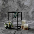 2-Pack Wedding Flower Stand Matte Black Metal Geometric Column Frame Rectangular - Versatile Floral Pedestal for Sophisticated Arrangements 12"