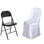 Satin Chair Covers for Folding Chairs White with Glossy Sheen - Stylish Reusable Covers for Formal Gatherings