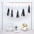 7.5ft Long Metallic Black Foil Tassels Fringe Garland, Tinsel Streamer Party Backdrop Decorations