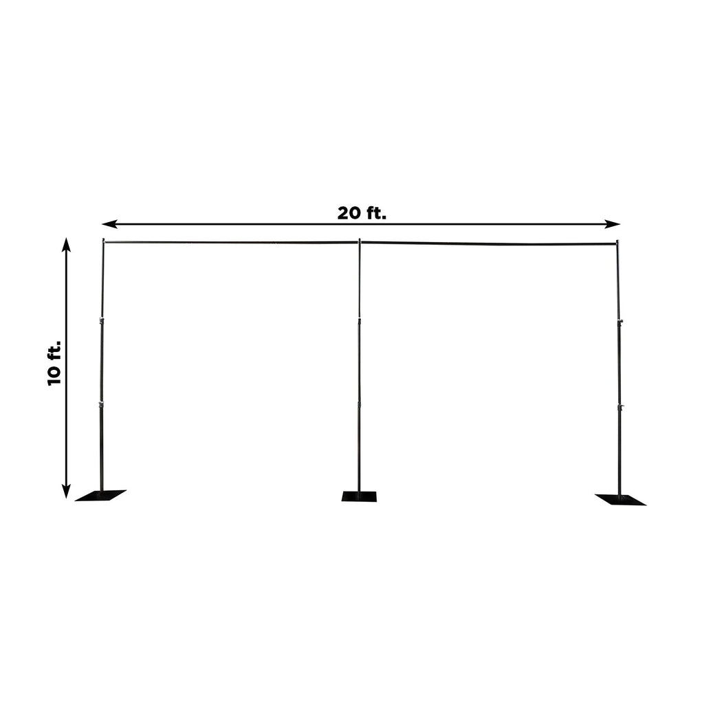 Black Heavy Duty Metal Backdrop Stand â€“ 10ft x 20ft Pipe & Drape Adjustable Photography Background Stand with 3 Flat Steel Bases - Bell Racket Store