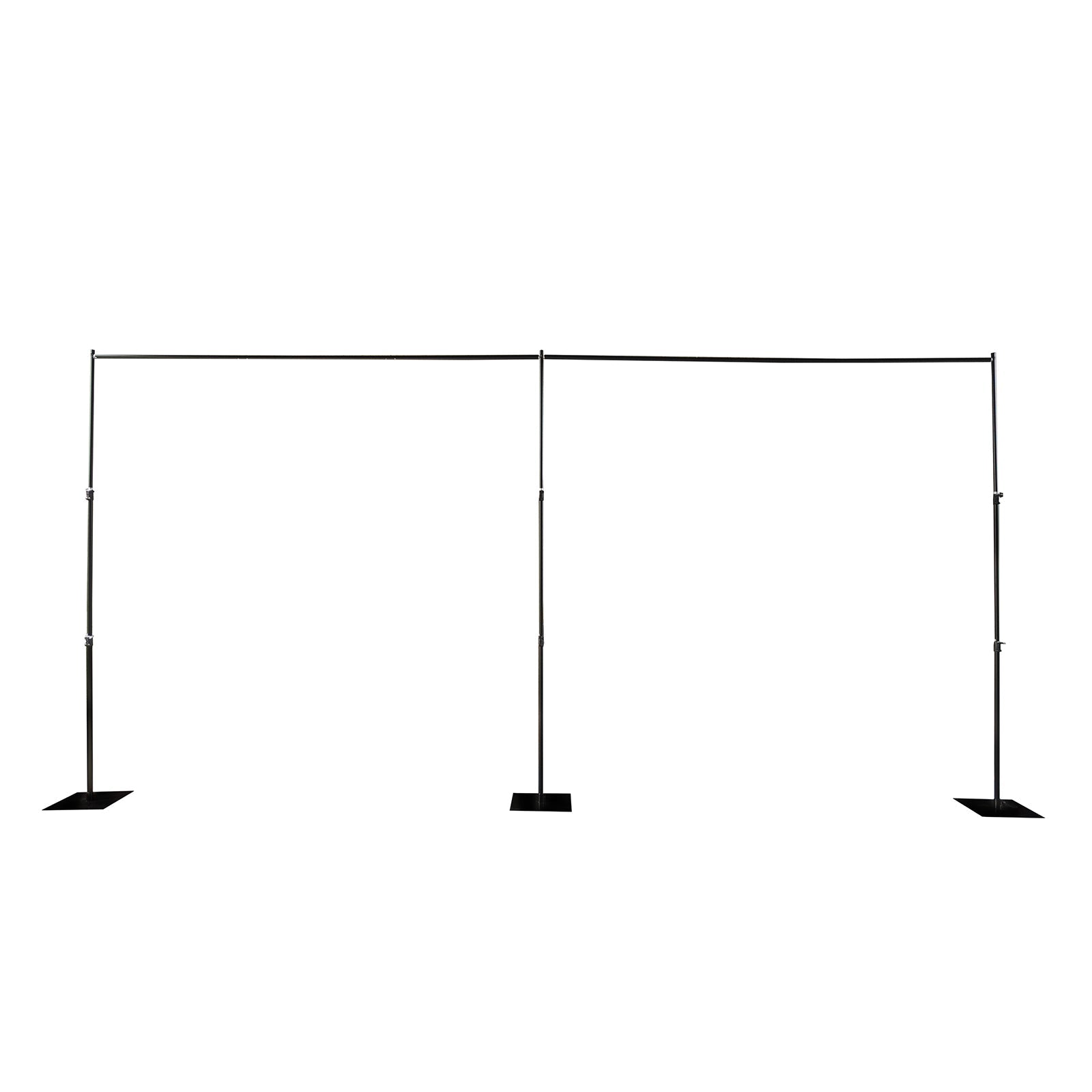 Black Heavy Duty Metal Backdrop Stand â€“ 10ft x 20ft Pipe & Drape Adjustable Photography Background Stand with 3 Flat Steel Bases - Bell Racket Store