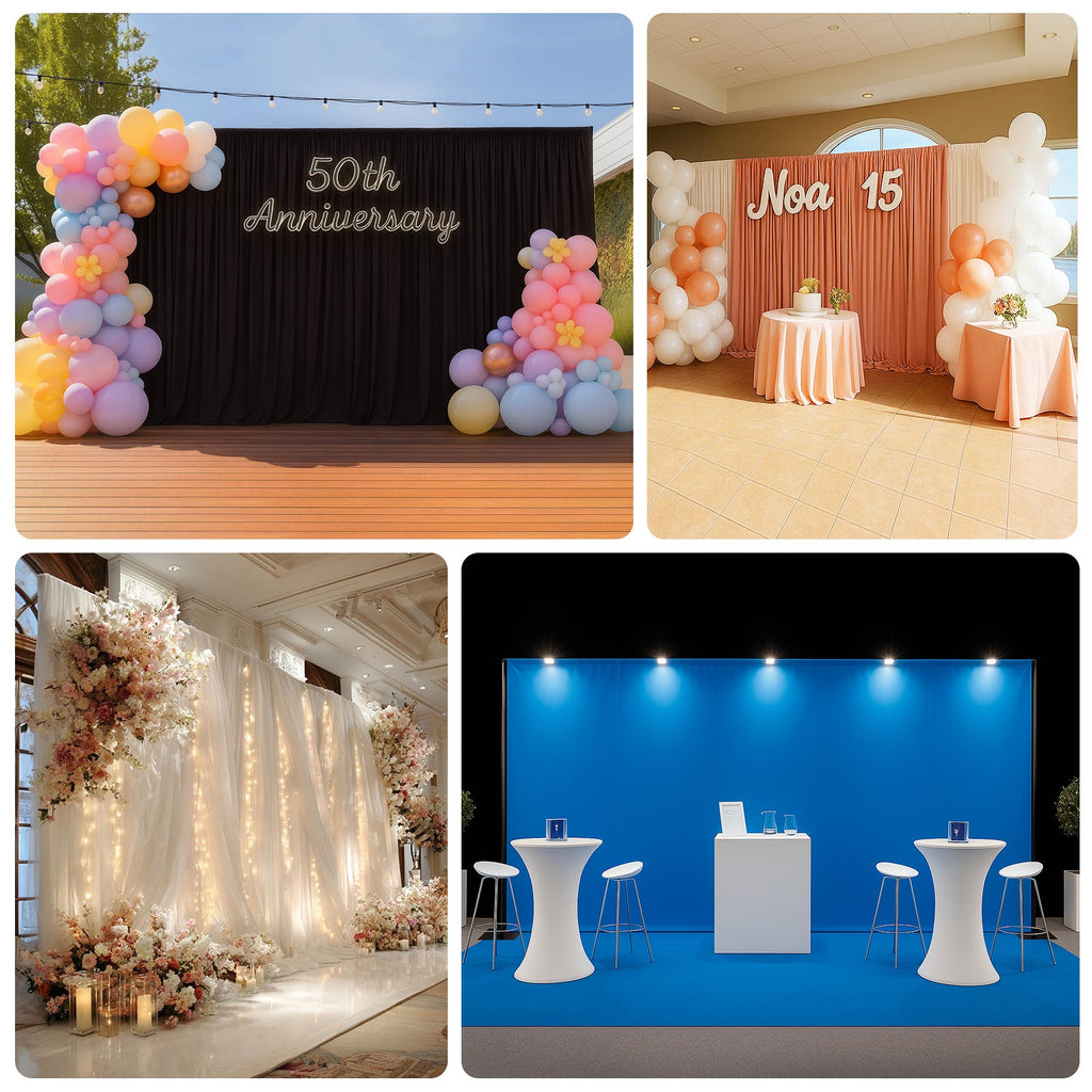 Black Heavy Duty Metal Backdrop Stand â€“ 10ft x 20ft Pipe & Drape Adjustable Photography Background Stand with 3 Flat Steel Bases - Bell Racket Store