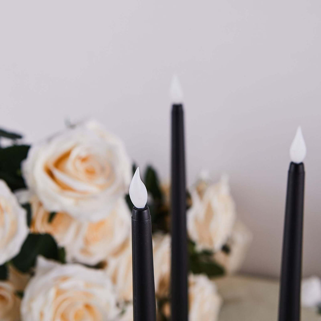3-Pack LED Decorative Lighting Warm Flickering Black - Flameless Taper Candles 11"
