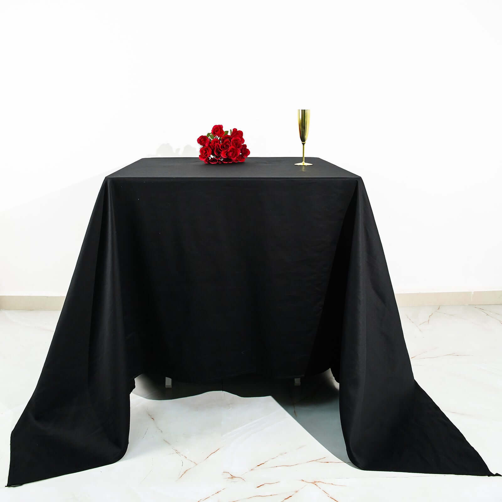 100% Cotton 90"x90" Square Tablecloth Black Linen - Soft & Breathable Fabric Table Cover