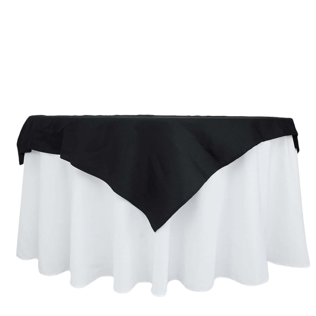 100% Cotton 54"x54" Table Overlay Square Tablecloth Black Linen - Soft & Breathable Fabric Table Topper